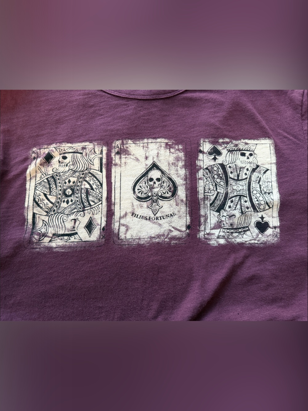 Lucky Brand Short-Sleeve Graphic Tee in Maroon with Playing Card Motif - Picture 4 of 4
